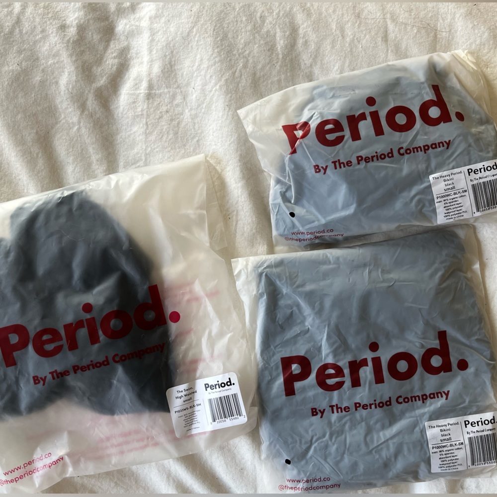 Lot of 3 Period.co - NEW - size small. Two panties and one bikini bottom
